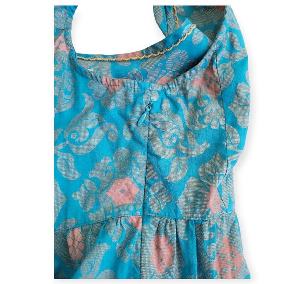 Coastal Boho Fairycore Blue Pink Cotton Sleeveless Tank Size 14 - Picture 6 of 10